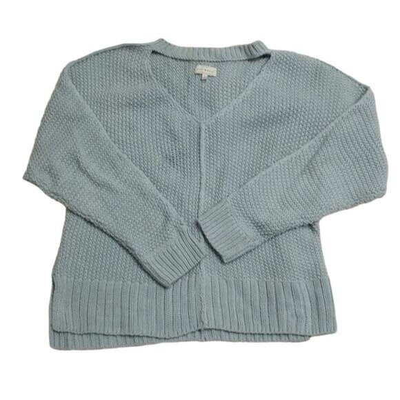Lucky Brand Baby Blue Thick Knit V-Neck Keyhole Sweater - Picture 4 of 4